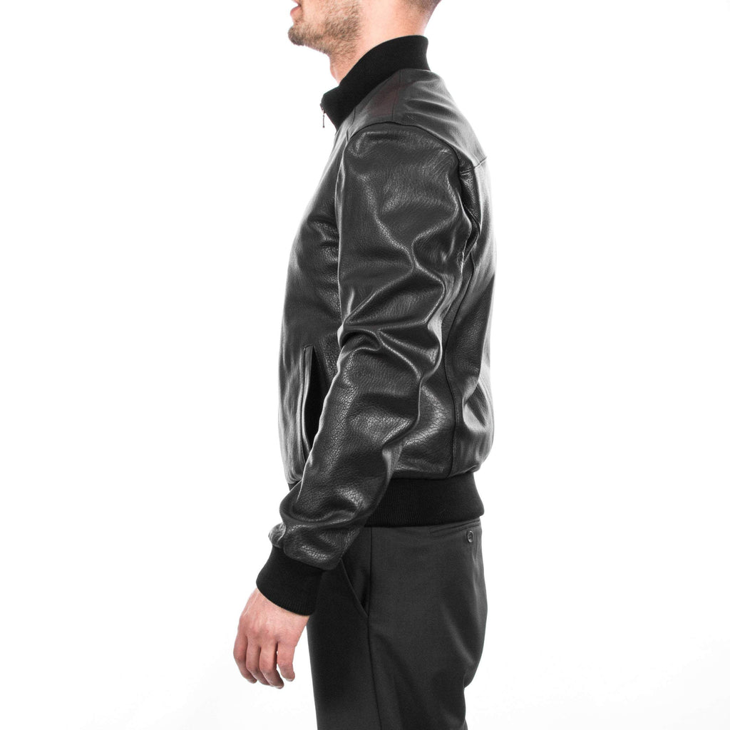 Italian handmade Men soft genuine Goatskin Bomber leather jacket