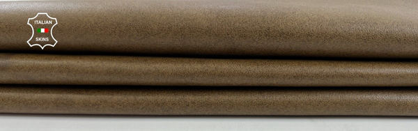 OLIVE BROWN DISTRESSED Thick Soft Italian Lambskin leather hides 3sqf 1.3mm C732