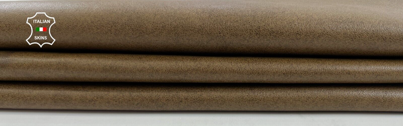 OLIVE BROWN DISTRESSED Thick Soft Italian Lambskin leather hides 3sqf 1.3mm C732