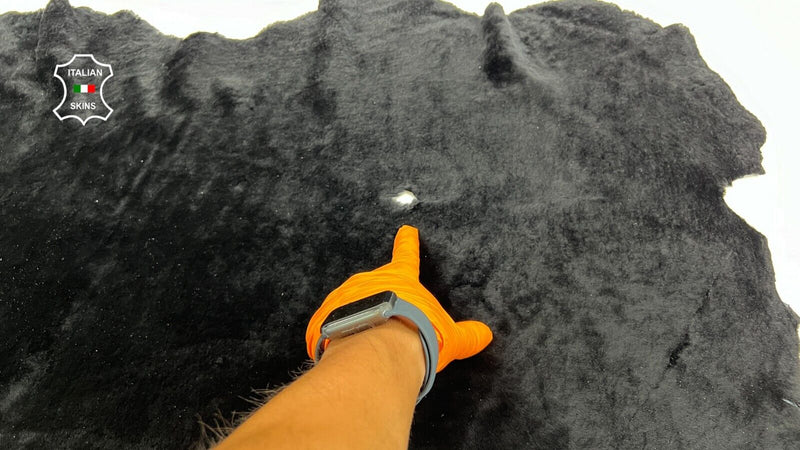 BLACK SHORT HAIR ON Soft Italian sheepskin Shearling Leather fur 21"x31" #C1026