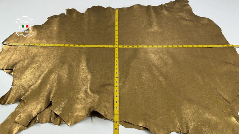 METALLIC BRASS CRINKLED Thick Soft Lambskin leather 2 skins 14sqf 1.1mm #C2697