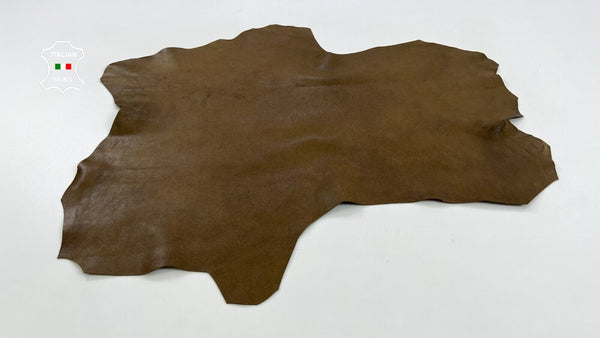 OLIVE BROWN DISTRESSED Thick Soft Italian Lambskin leather hides 3sqf 1.3mm C732