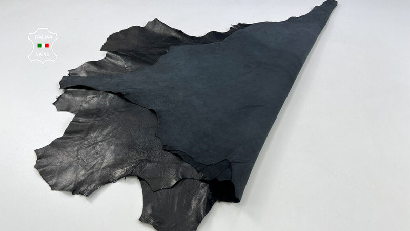 NATURAL BLACK CRINKLED Thin Soft Lambskin leather hide2 skins 12sqf 0.6mm #C2054