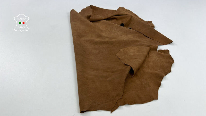 BROWN SUEDE Thin Soft Italian Lambskin Sheep Lamb leather hide 5sqf 0.6mm #C2080