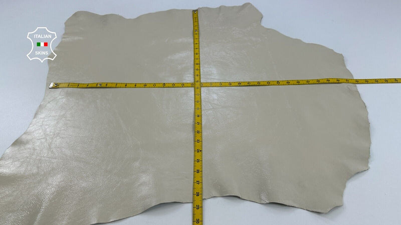 IVORY SHINY COATED CRINKLED Goatskin Goat leather hideS skins 7sqf 0.8mm #C2811