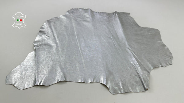 METALLIC SILVER ROUGH Italian Goatskin Goat leather hides skins 5sqf 1.0mm C2365