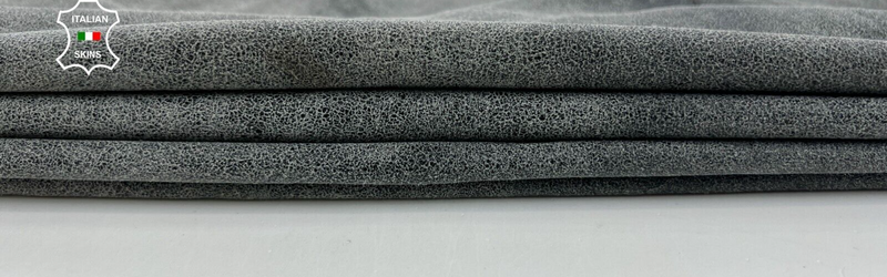 GREY VINTAGE LOOK Thin Soft Italian Lambskin leather skins hides 5sqf 0.6mm C782