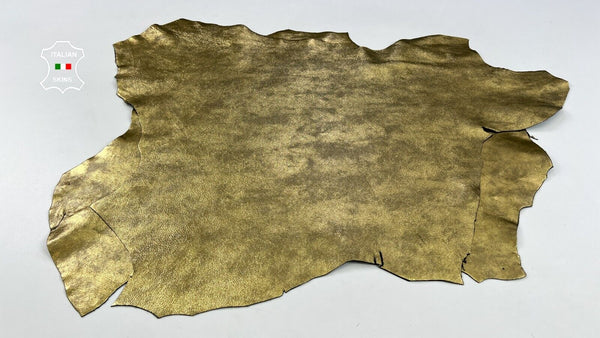 METALLIC OLD GOLD Soft Italian Goatskin leather hides 2 skins 8sqf 1.0mm #C1927