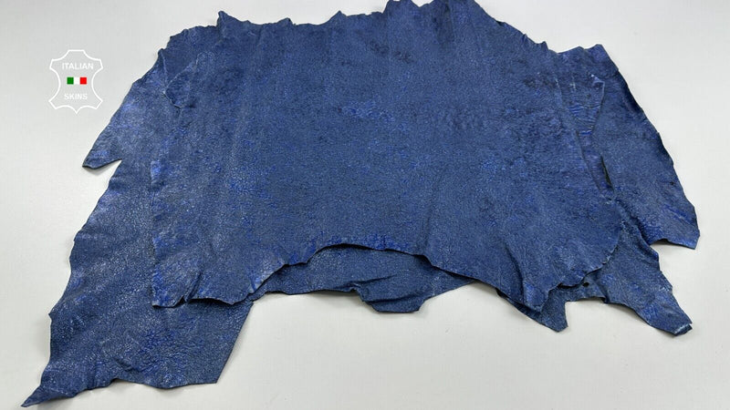 METALLIC BLUE SHIMMER PEARLIZED WASHED Goat leather 2 skins 12sqf 1.1mm #C3054