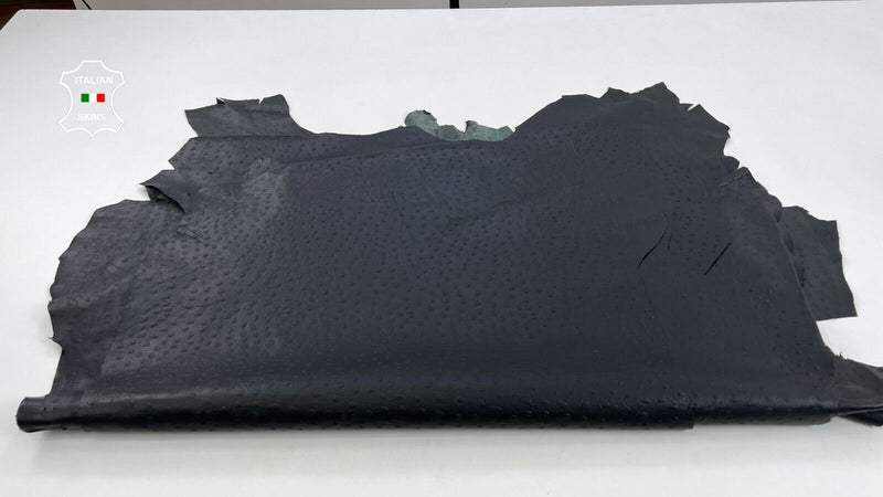 BLACK OSTRICH PRINT EMBOSSED On Soft Lambskin leather 5 skins 30sqf 0.7mm #C778