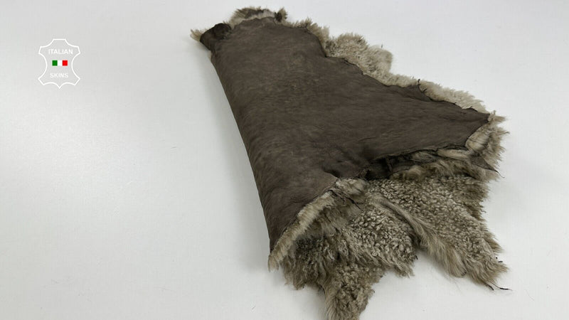 KHAKI ARMY Soft sheepskin Hair on Shearling fur 2 skins total of 5sqf #C2724