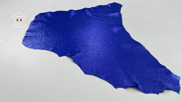 METALLIC BLUE CRACKED Thick Soft Italian Goatskin leather hide 4sqf 1.1mm #C1169