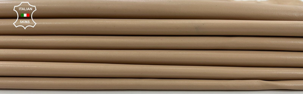 CREAM BEIGE SEMI GLOSS Thin Soft Italian Lamb leather 2 skins 16sqf 0.6mm #C659