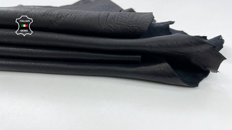 WASHED BLACK VEGETABLE TAN NATURAL GRAINY Lamb leather 2 skins 14sqf 1.4mm C834