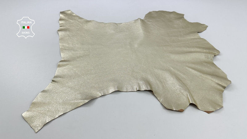 METALLIC LIGHT GOLD ROUGH GRAINY Thick Soft Goatskin leather  4+sqf 1.2mm #C2390