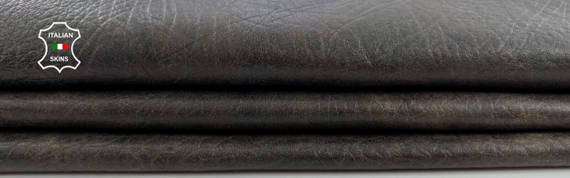 DARK BROWN GRAINY ANTIQUED RUSTIC LOOK Thick Lambskin leather 5+sqf 1.2mm C1221