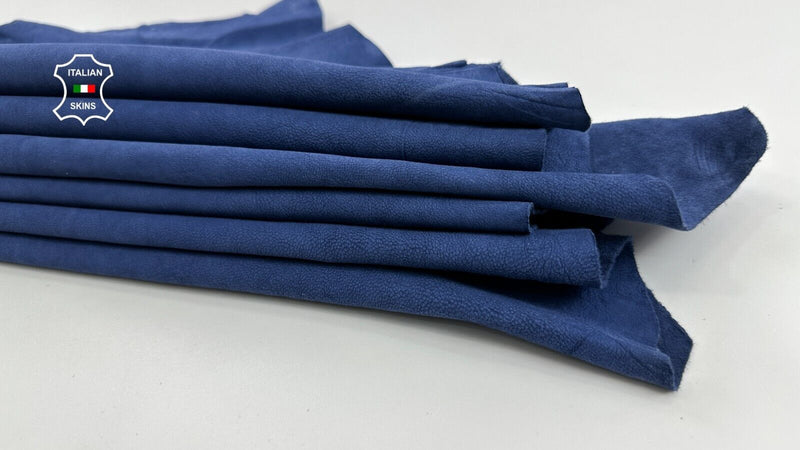 WASHED BLUE VEGETABLE TAN ROUGH Thick Goatskin leather 2 skins 8+sqf 1.1mm C2450