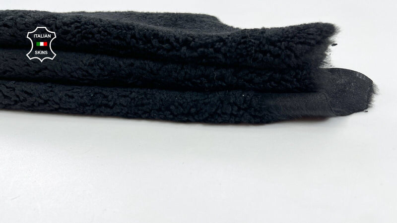 BLACK SHORT HAIR ON Soft Italian sheepskin Shearling Leather fur 21"x27" #C1028