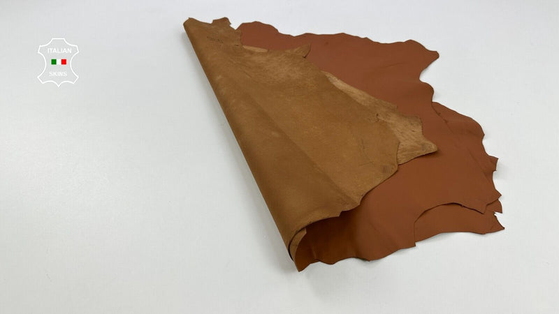 ORANGY TAN BROWN Soft Italian Lambskin leather hides 2 skins 7+sqf 0.8mm C2358