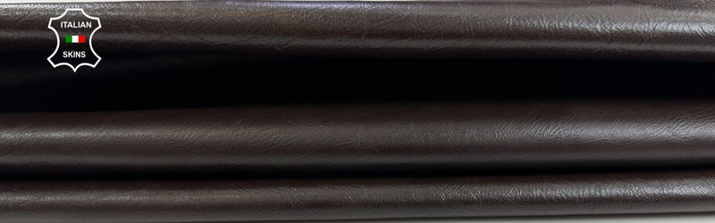 CHOCOLATE BROWN COATED CRINKLED SHINY Thick Goatskin leather 5sqf 1.2mm #C2169