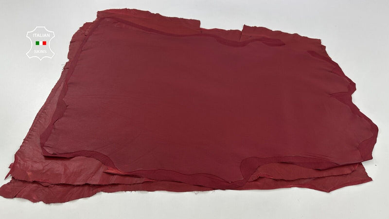 BORDEAUX DARK RED Soft STRETCH Backed Lambskin leather 3 skins 15sqf 0.7mm C2936