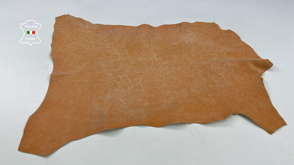 ORANGE CRACKED VINTAGE LOOK Soft Italian Goatskin leather hide 3sqf 0.7mm #C2133