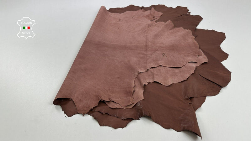 CHERRYWOOD BROWN VEGETABLE TAN Thin Soft Lamb leather 2 skins 14+sqf 0.5mm C2359