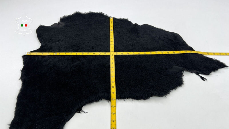 BLACK ON BLACK SUEDE HAIR ON sheepskin Shearling Leather fur 20"x29" #C838