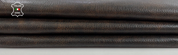 BROWN ANTIQUED ROUGH Thick Italian Goatskin Goat leather hide 3+sqf 1.2mm #C1564