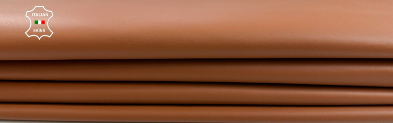 ORANGY TAN BROWN Soft Italian Lambskin leather hides 2 skins 7+sqf 0.8mm C2358