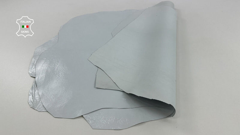 PATENT SHINY ICE WHITE CRINKLED Lambskin leather hide 3 skins 16sqf 0.8mm #C2931