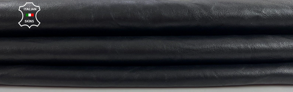 BLACK WRINKLED SEMI GLOSS VEGETABLE TAN Soft Lambskin leather 6sqf 1.0mm #C1291