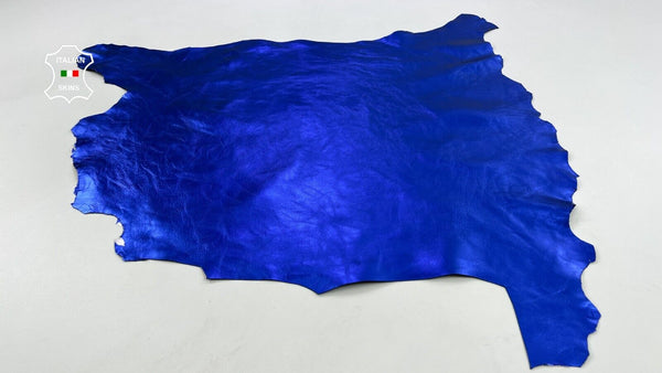 METALLIC COBALT BLUE ROUGH Italian Goatskin Goat leather hide 5sqf 1.0mm C1677