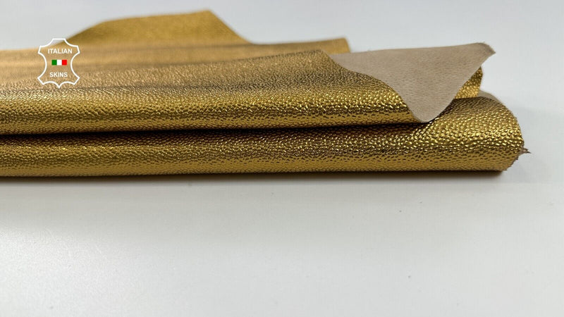 METALLIC BRASS GOLD PEBBLE GRAINY Strong Goatskin leather hides 5sqf 0.8mm C2186