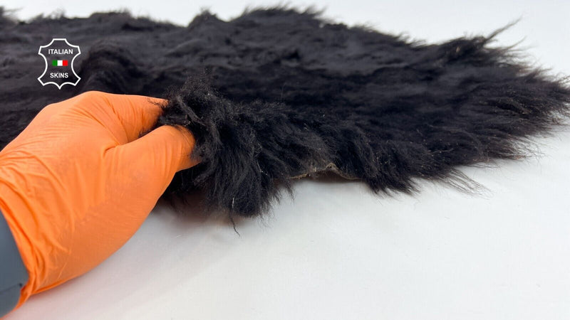 VERY DARK BROWN Hair On Soft Italian sheepskin Lamb shearling fur 15"x30" C1959