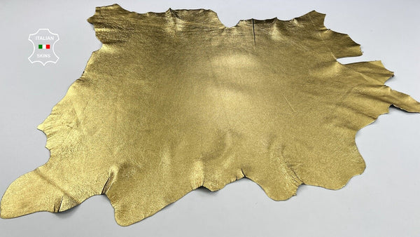 METALLIC GOLD GRAINY Thin Soft Lambskin Sheep leather hides 8sqf  0.6mm #C1924