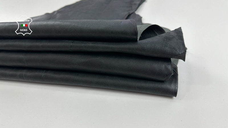 ANTHRACITE BLACK VINTAGE STRETCH Backed Lamb leather 2 skins 10sqf 0.9mm #C2874