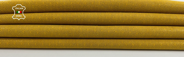 YELLOW NUBUCK EYE ATTRACTION PRINT Thin Soft Goatskin leather 5sqf 0.6mm #C1178