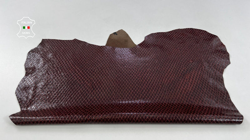 BURGUNDY MAROON PATENT SNAKE PRINT ON Soft Lambskin leather 4sqf 0.9mm #C1953