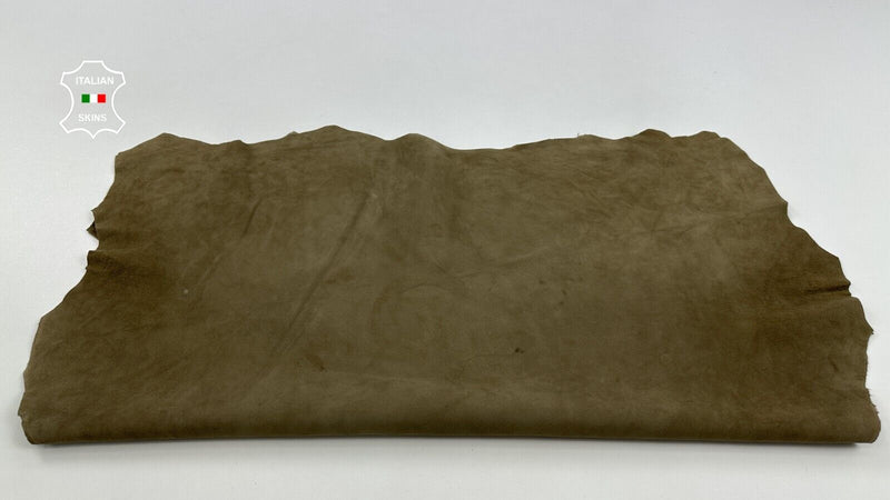 LIGHT KHAKI GREEN SUEDE Thin Soft Italian Lambskin leather 6sqf 0.5mm #C2273