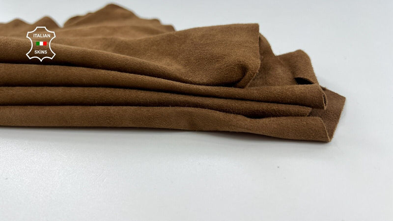 BROWN SUEDE Thin Soft Italian Lambskin Sheep Lamb leather hide 5sqf 0.6mm #C2080