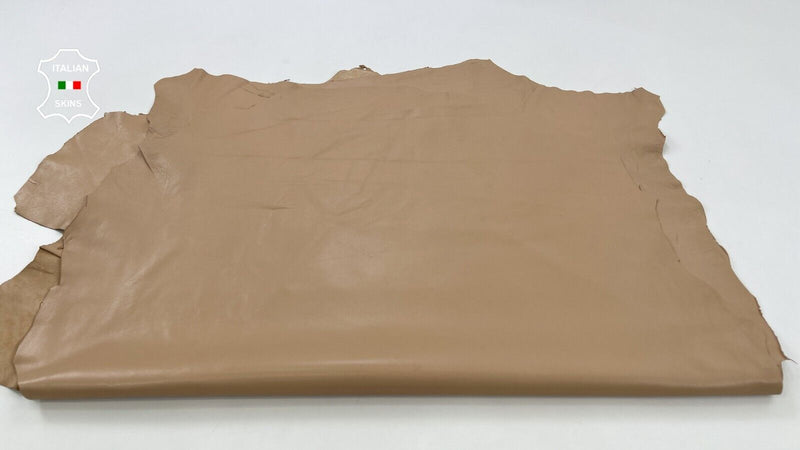 CREAM BEIGE SEMI GLOSS Thin Soft Italian Lamb leather 2 skins 16sqf 0.6mm #C659