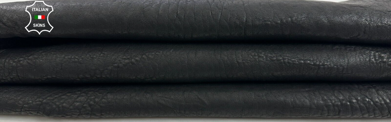 WASHED GRAINY BLACK VEGETABLE TAN Thick Soft Lambskin leather 4sqf 1.4mm #C2388