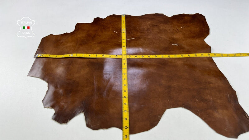 BROWN DISTRESSED VINTAGE LOOK VEGETABLE TAN Strong Goat leather 4sqf 1.0mm C2106