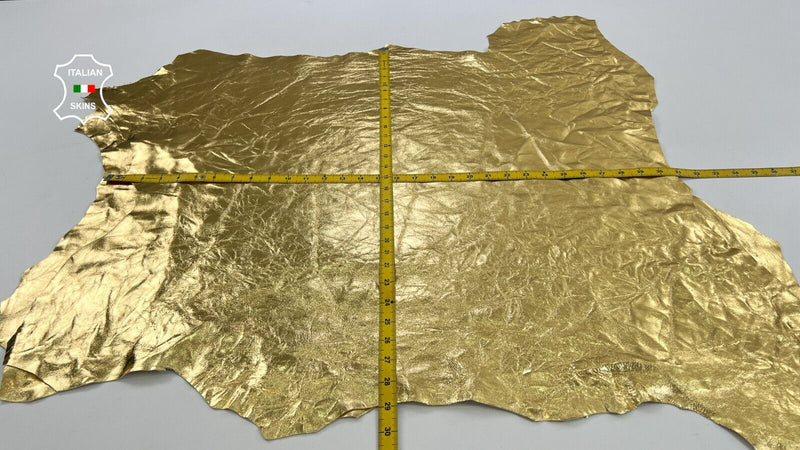 CRINKLE METALLIC GOLD Italian Lambskin Sheep leather 2 skins 12sqf 0.7mm #C1272