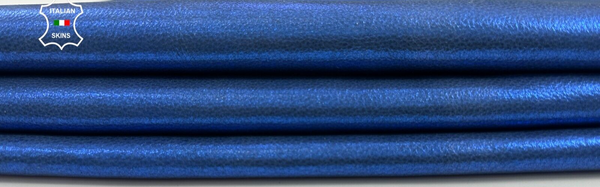 METALLIC COBALT BLUE GRAINY VINTAGE LOOK Soft Lambskin leather 5+sqf 0.9mm C2284