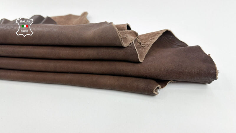 WASHED DARK BROWN RUSTIC ANTIQUED VEGETABLE TAN Lamb leather 7sqf 1.4mm #C2806