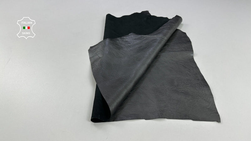 GREY PEARLIZED CRINKLED Soft Italian Lambskin leather hides 4+sqf 0.8mm C2218