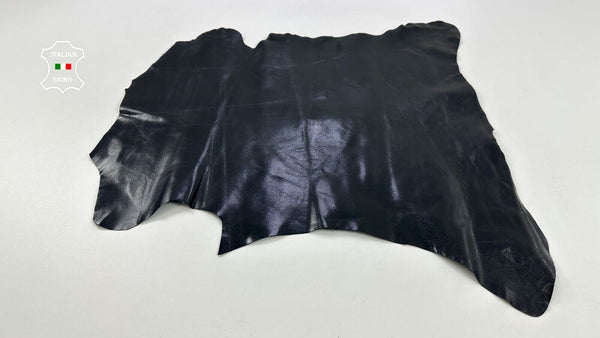 BLACK SHINY ROUGH Italian Goatskin Goat leather hides skins 4sqf 0.9mm #C2602