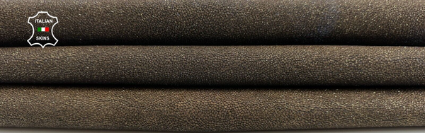 METALLIC BRONZE SHIMMER PRINT ON Italian Goatskin leather hide 6+sqf 0.8mm C2151